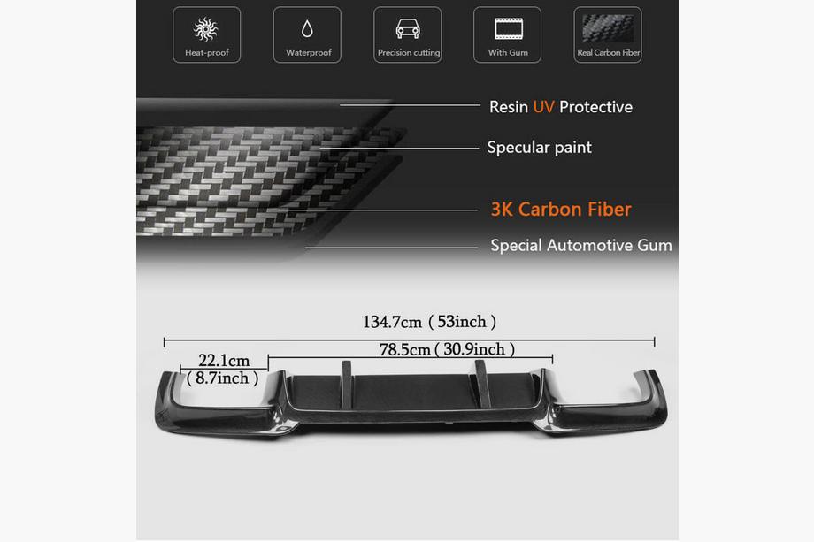 BMW 5. sērija F10/F11 2010–2016 Aizmugurējā bampera difuzors Carbon V2 (M5) Foto 3