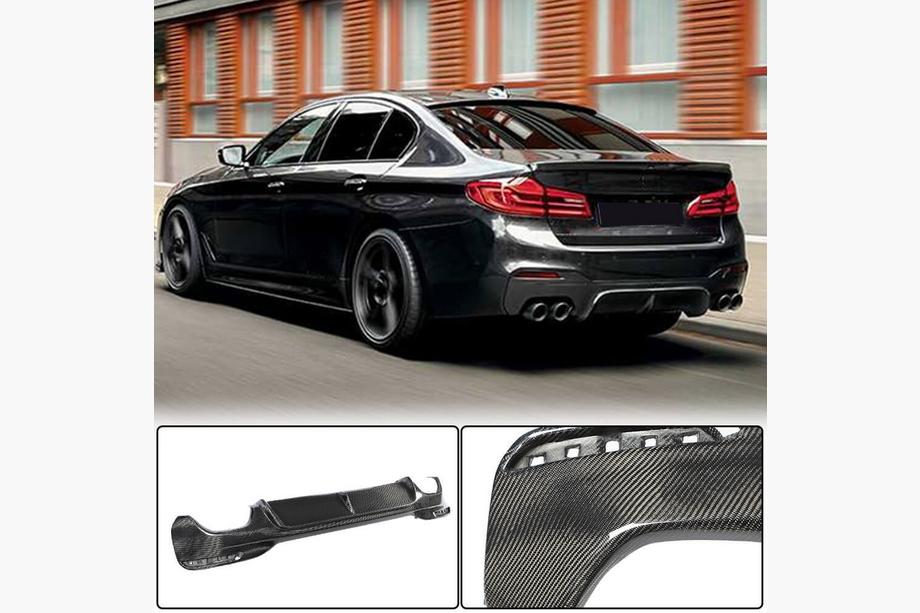 BMW 5. sērija G30/G31 2017–2023 Aizmugurējā bampera difuzors V3 (M-Sport/M5 F90, oglekļa šķiedra) Foto 1