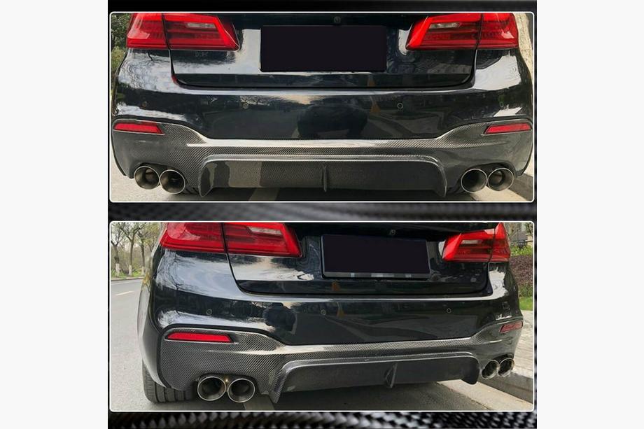 BMW 5. sērija G30/G31 2017–2023 Aizmugurējā bampera difuzors V3 (M-Sport/M5 F90, oglekļa šķiedra) Foto 3
