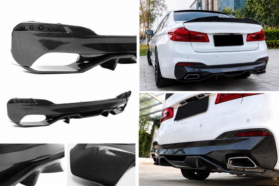 BMW 5. sērija G30/G31 2017–2023 Aizmugurējā bufera difuzors V4 (M-Sport/M5 F90, oglekļa šķiedra) Image