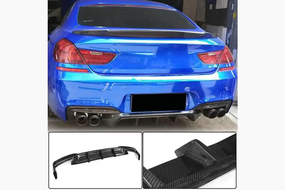 BMW 6. sērija F12/F13/F06 2011–2018 Aizmugurējā bufera difuzors V1 (M-Sport/M6, oglekļa šķiedra) Foto 1
