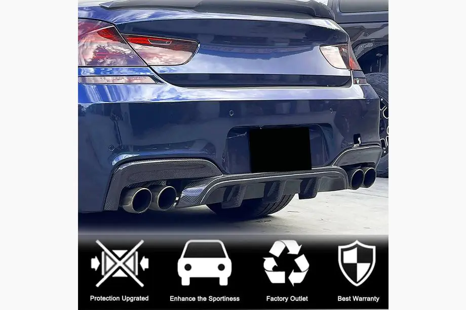 BMW 6. sērija F12/F13/F06 2011–2018 Aizmugurējā bufera difuzors V1 (M-Sport/M6, oglekļa šķiedra) Foto 2