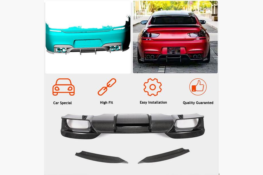 BMW 6. sērija F12/F13/F06 2011–2018 Aizmugurējā bampera difuzors FRP V7 (M6) Foto 2