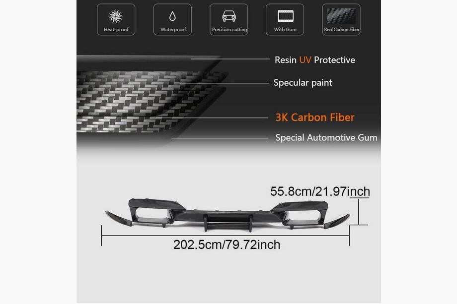 BMW 6. sērija F12/F13/F06 2011–2018 Aizmugurējā bampera difuzors FRP V7 (M6) Foto 6