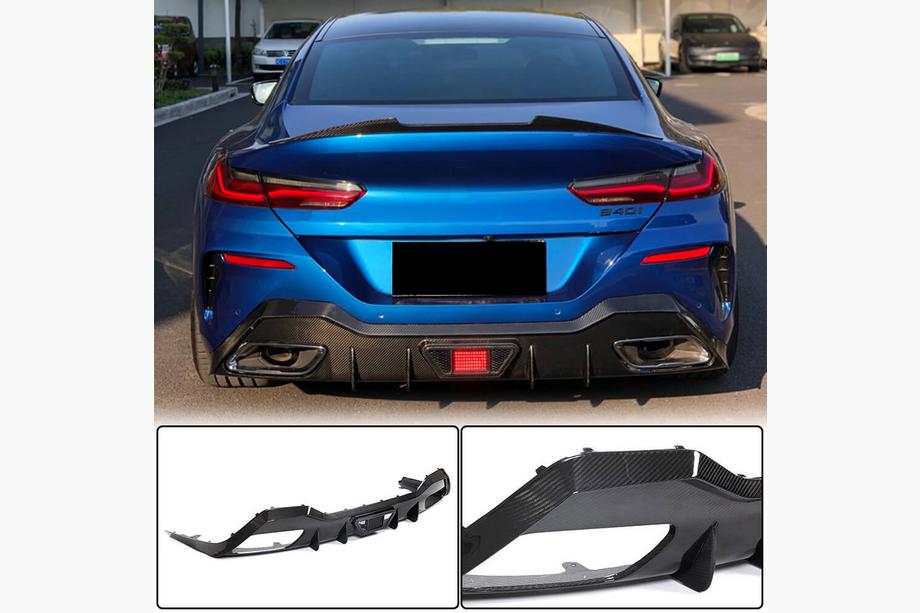 BMW 8. sērija G14/G15/G16 2018– Aizmugurējā bufera difuzors V1 (G16 M-Sport, oglekļa šķiedra) Foto 1
