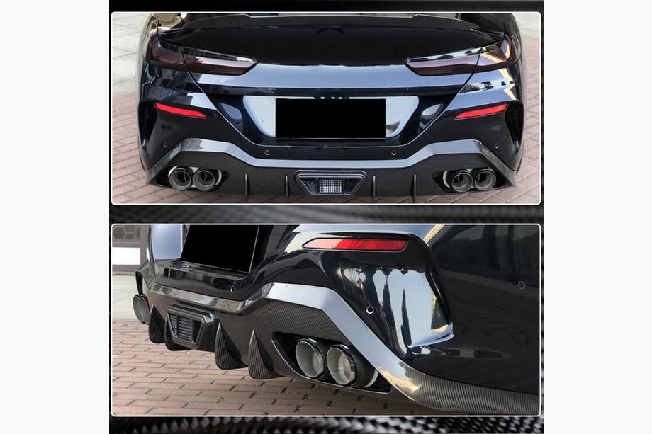 BMW 8. sērija G14/G15/G16 2018– Aizmugurējā bufera difuzors V1 (G16 M-Sport, oglekļa šķiedra) Foto 4