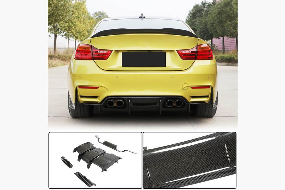 BMW 4 sērija F32/F33/F36 2012–2020 Aizmugurējā bampera difuzors V1 (F82/F83, oglekļa šķiedra) Foto 1