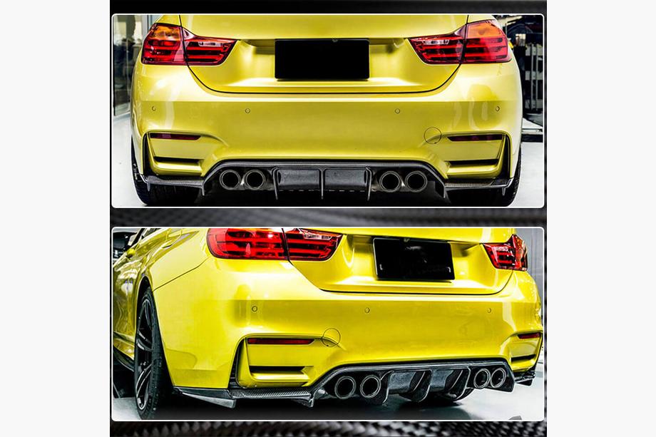 BMW 4 sērija F32/F33/F36 2012–2020 Aizmugurējā bampera difuzors V4 (F82/F83, oglekļa šķiedra) Foto 6