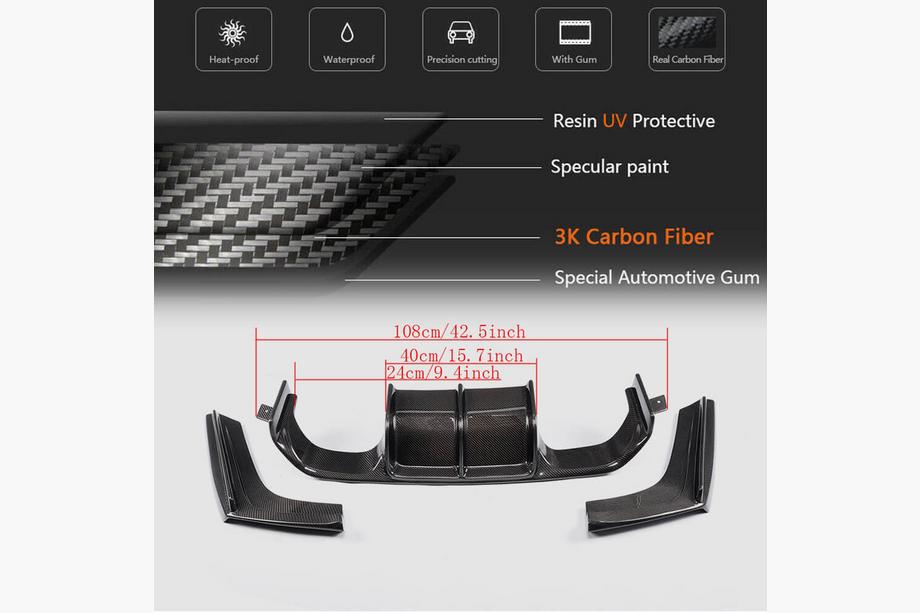 BMW 4 sērija F32/F33/F36 2012–2020 Aizmugurējā bampera difuzors V4 (F82/F83, oglekļa šķiedra) Foto 7