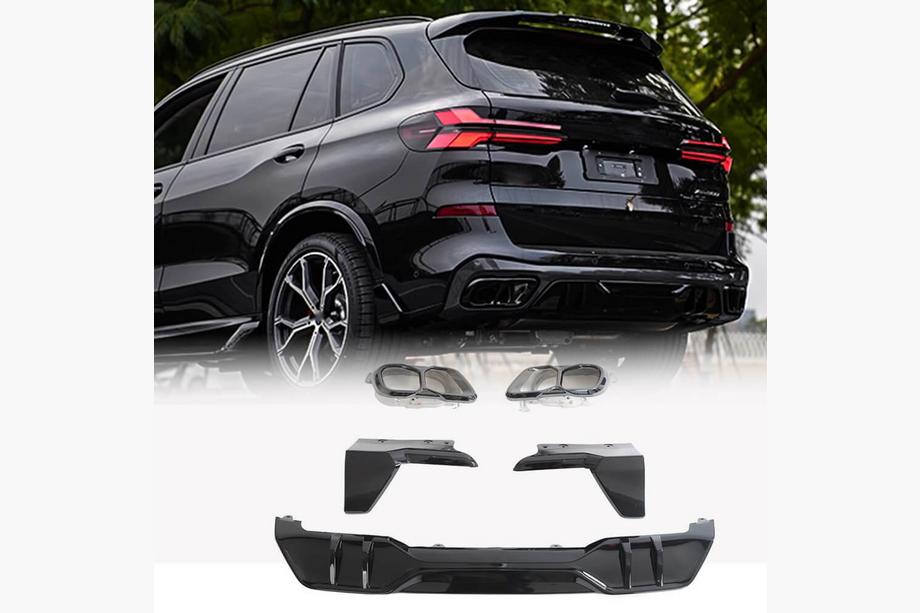 BMW X5 G05 2019–2026 Aizmugurējā bampera difuzors V4 (2018-2022, spīdīgi melns) Foto 1