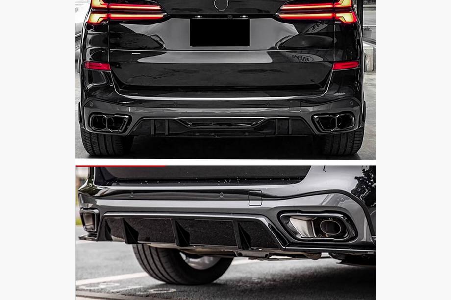 BMW X5 G05 2019–2026 Aizmugurējā bampera difuzors V4 (2018-2022, spīdīgi melns) Foto 2