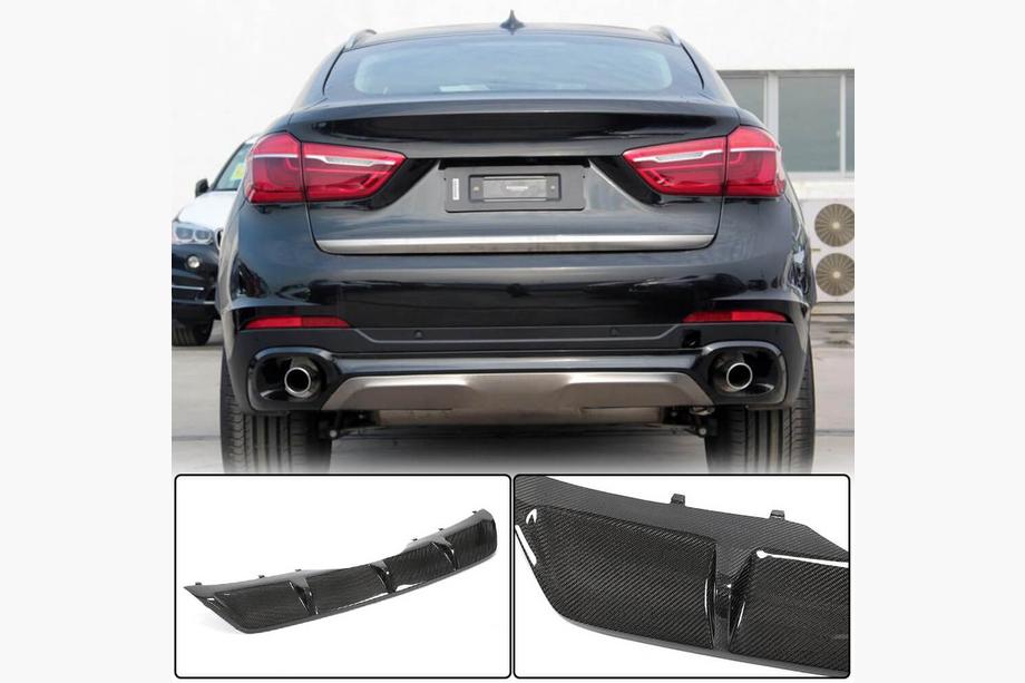 BMW X6 F16 2014–2019 Aizmugurējā bampera difuzors V1 (Base, oglekļa šķiedra) Image