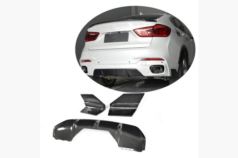BMW X6 F16 2014–2019 Aizmugurējā bampera difuzors V1 (M-Sport, oglekļa šķiedra) Foto 1