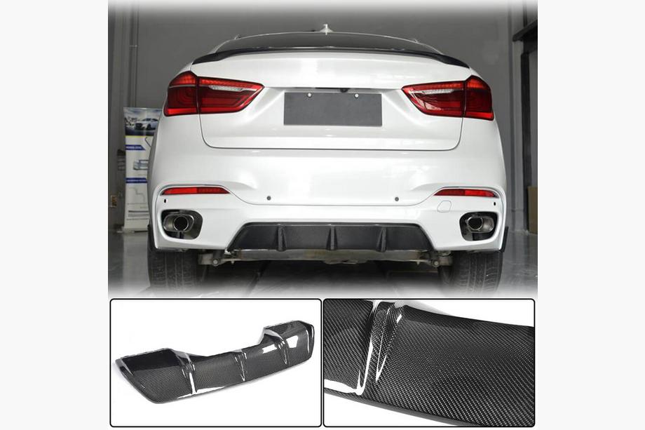 BMW X6 F16 2014–2019 Aizmugurējā bampera difuzors V2 (M-Sport, oglekļa šķiedra) Image