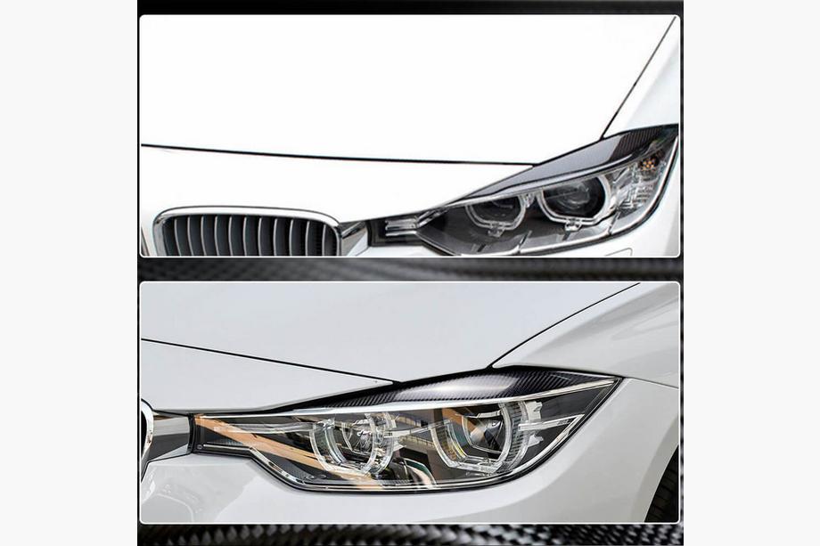 BMW 3. sērija F30/F31 2012–2019 Priekšējo lukturu uzacis V1 (F30, oglekļa šķiedra) Foto 9
