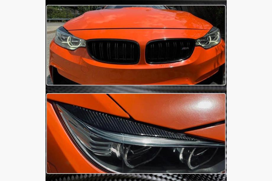 BMW 3. sērija F30/F31 2012–2019 Priekšējo lukturu uzacis V1 (priekš F80, oglekļa šķiedra) Foto 3