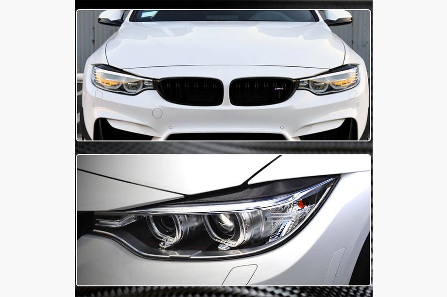 BMW 3. sērija F30/F31 2012–2019 Priekšējo lukturu uzacis V1 (priekš F80, oglekļa šķiedra) Foto 4