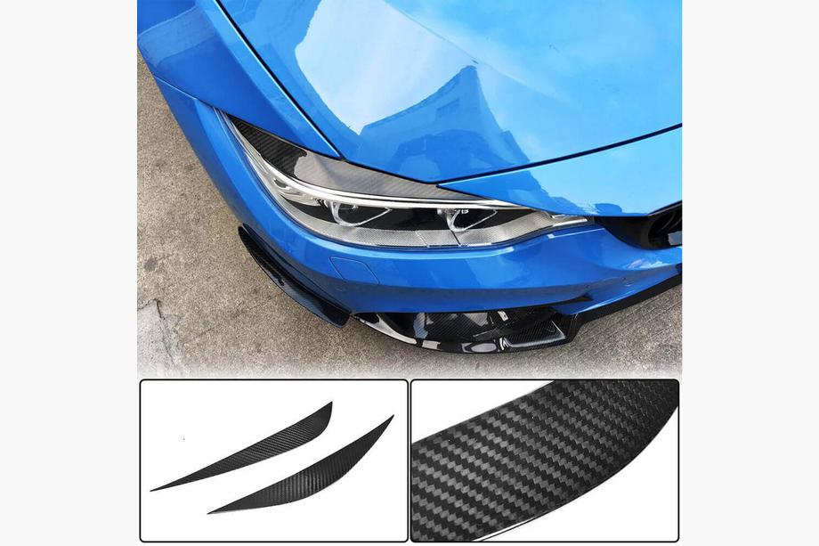 BMW 3. sērija F30/F31 2012–2019 Priekšējo lukturu uzacis V2 (F80, Carbon) Foto 2