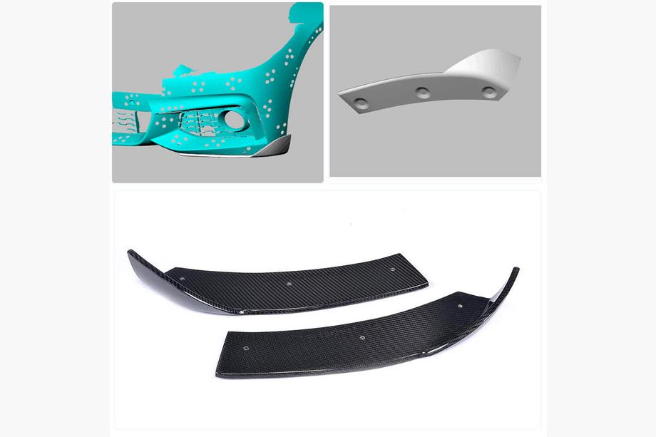 BMW 4 sērija F32/F33/F36 2012–2020 Priekšējā bampera uzlikas Flap (M-Sport, oglekļa šķiedra) Foto 2