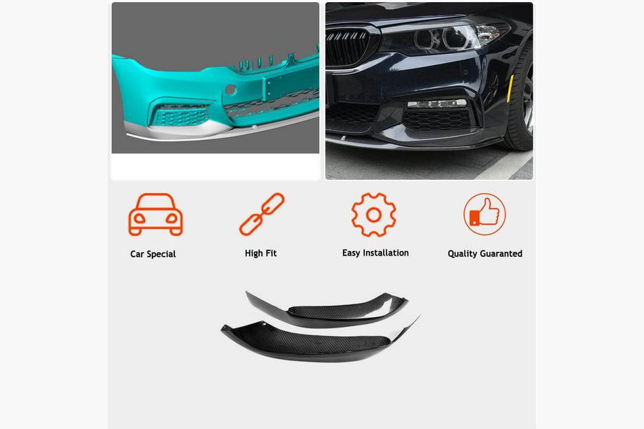 BMW 5. sērija G30/G31 2017–2023 Priekšējā bufera flapi Flap V2 (M-Sport 2017-2020, oglekļa šķiedra) Foto 2