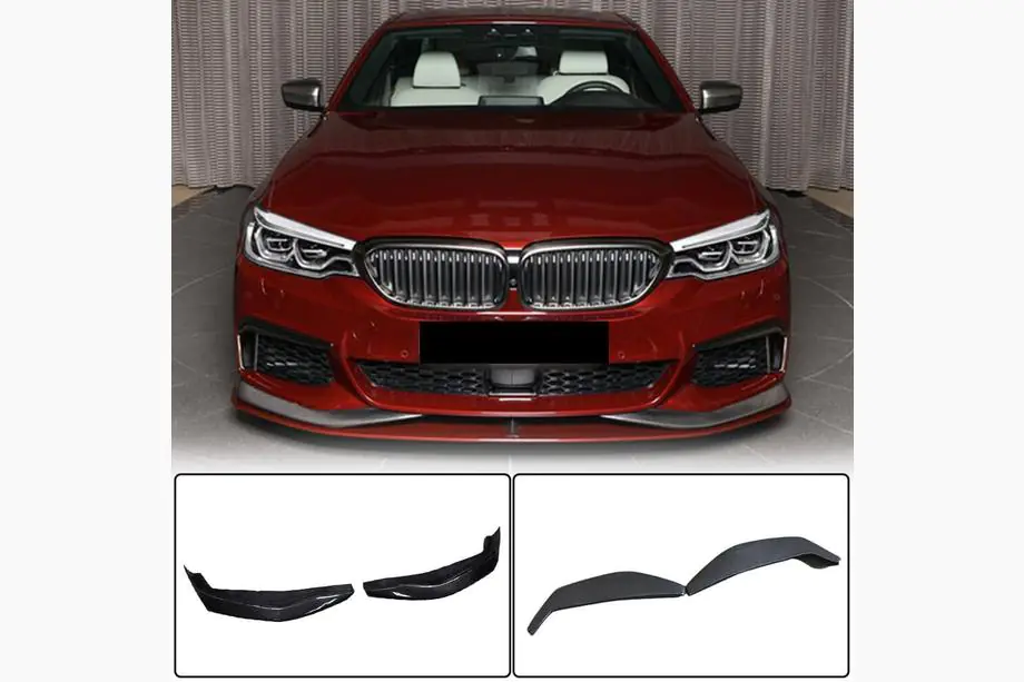 BMW 5. sērija G30/G31 2017–2023 Priekšējā bampera lūpas uzlikas Flap V3 (M-Sport 2017-2020, oglekļa šķiedra) Image