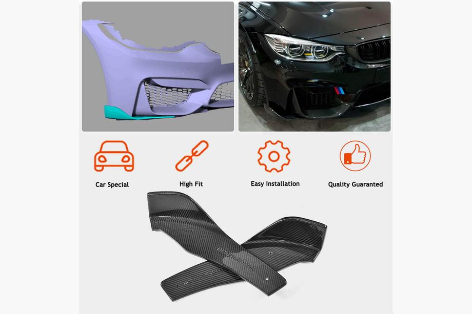 BMW 3. sērija F30/F31 2012–2019 Priekšējā bampera lūpas uzlikas Flap V2 (F80, oglekļa šķiedra) Foto 2