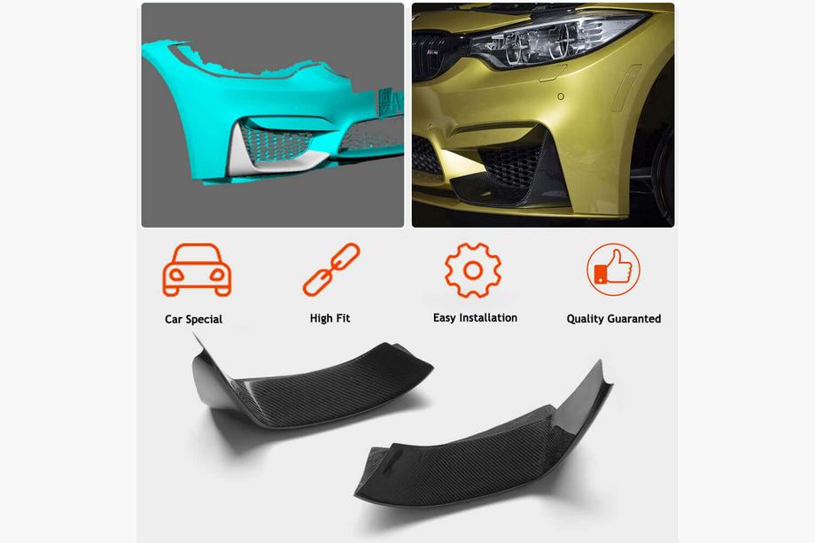 BMW 3. sērija F30/F31 2012–2019 Priekšējā bufera uzlikas Flap V3 (F80, oglekļa šķiedra) Foto 3