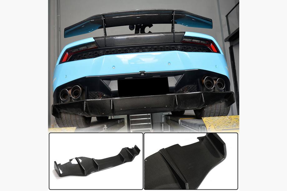 Lamborghini Huracan 2014– Aizmugurējā bampera difuzors V1 (Oglekļa šķiedra) Foto 1