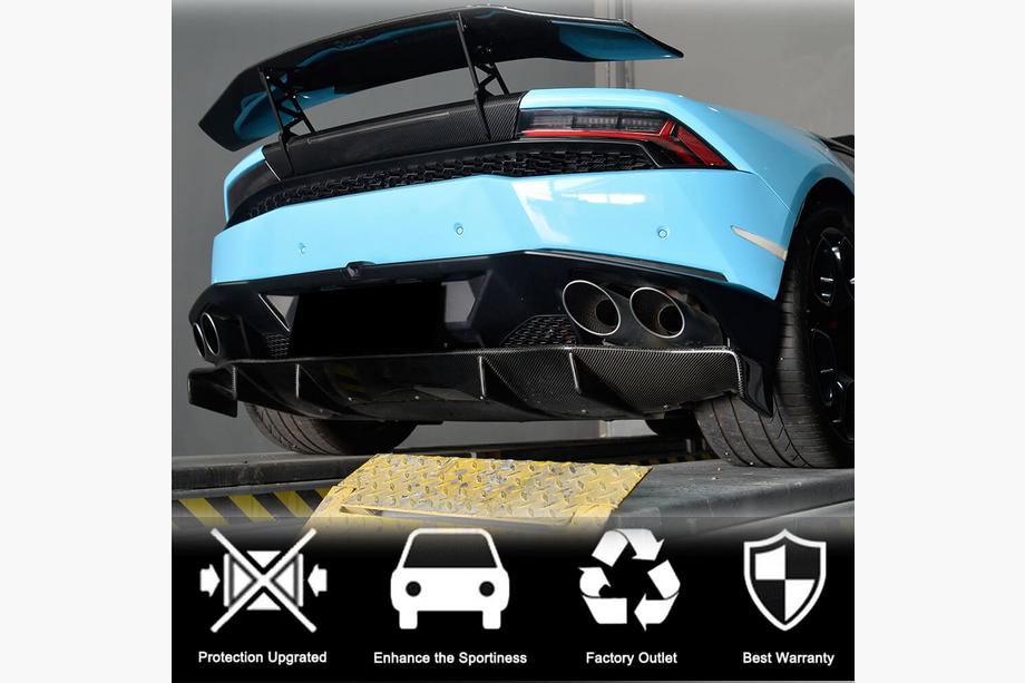 Lamborghini Huracan 2014– Aizmugurējā bampera difuzors V1 (Oglekļa šķiedra) Foto 2
