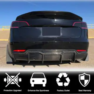 Aizmugurējā bufera difuzors V1 (2017-2023, oglekļa šķiedra) Tesla Model 3 2017– foto 4