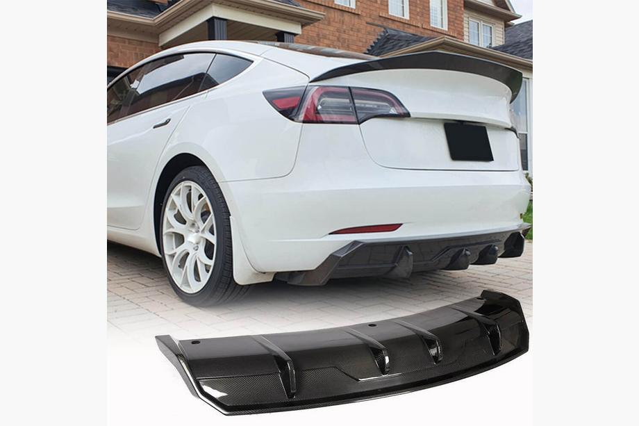 Tesla Model 3 2017– Aizmugurējā bufera difuzors V1 (2017-2023, oglekļa šķiedra) Image