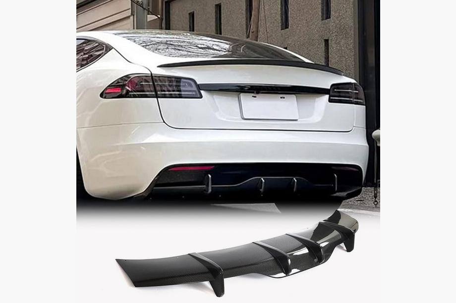 Tesla Model S 2012– Aizmugurējā bampera difuzors (Plaid 2021+, karbons) Image