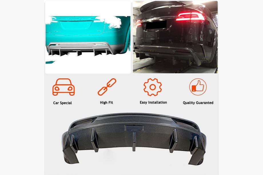 Tesla Model X 2015– Aizmugurējā bampera difuzors Carbon V1 (2016-2020) Foto 2