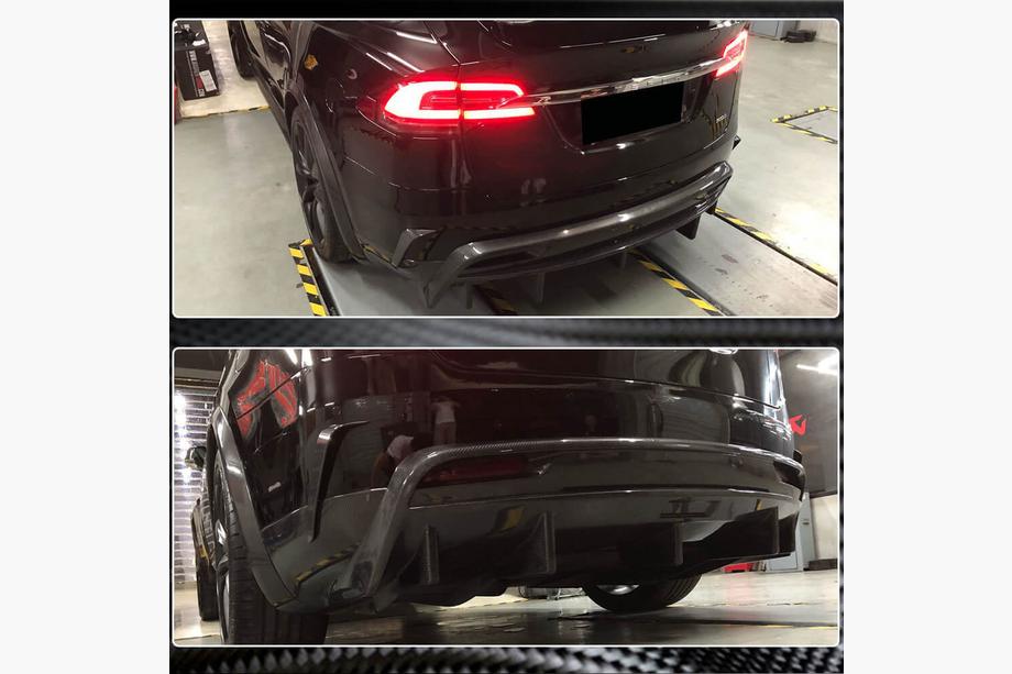 Tesla Model X 2015– Aizmugurējā bampera difuzors Carbon V1 (2016-2020) Foto 4