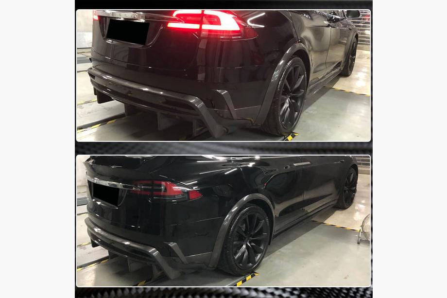 Tesla Model X 2015– Aizmugurējā bampera difuzors Carbon V1 (2016-2020) Foto 5
