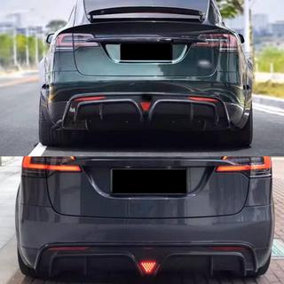 Aizmugurējā bampera difuzors (Plaid 2021-2025, oglekļa šķiedra) Tesla Model X 2015– foto 2