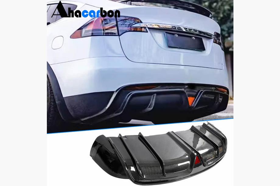 Tesla Model X 2015– Aizmugurējā bampera difuzors (Plaid 2021-2025, oglekļa šķiedra) Image