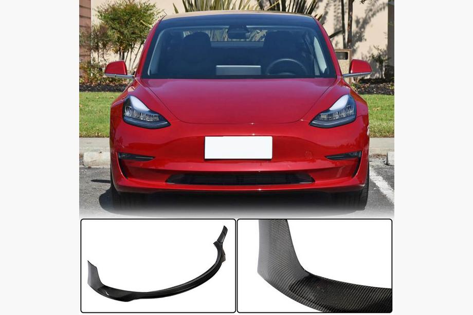 Tesla Model 3 2017– Priekšējā bampera lūpa (lip) Lip V4 (2017-2023, oglekļa šķiedra) Foto 1