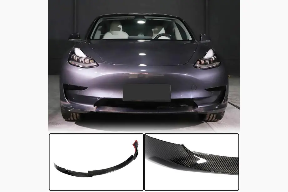 Tesla Model 3 2017– Priekšējā bampera lūpa Lip V7 (2017-2023, oglekļa šķiedra) Image