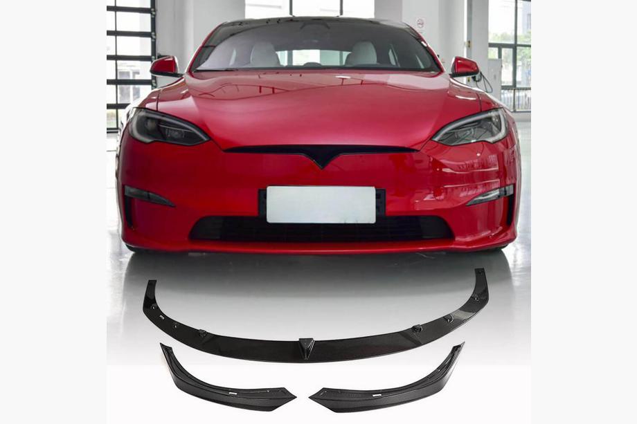 Tesla Model S 2012– Priekšējā bufera lūpas spoileris Lip V2 (2021+, Oglekļa šķiedra) Image