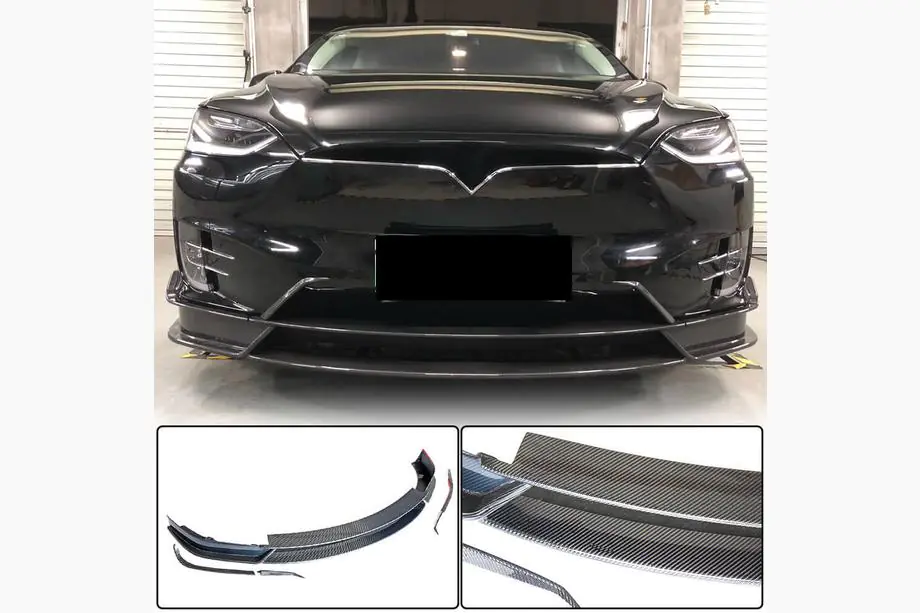 Tesla Model X 2015– Priekšējā bampera lūpa Lip (2015-2021, oglekļa šķiedra) Image
