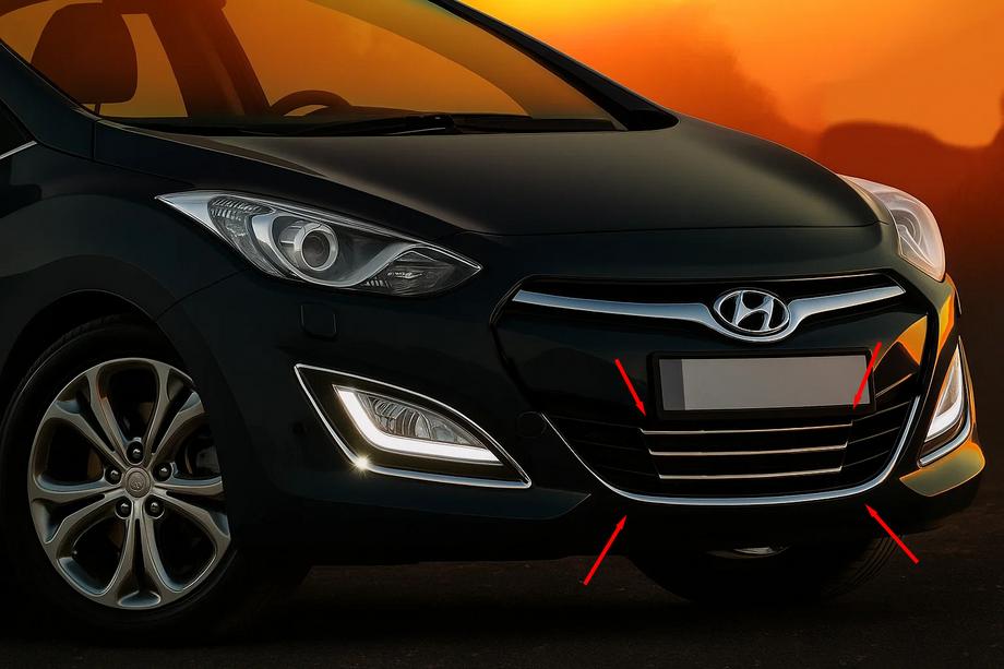 Hyundai I-30 2012–2017 Uzlikas apakšējai restītei un ap to STYLE (nerūsējošais tērauds) Image