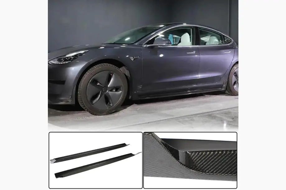 Tesla Model 3 2017– Sliekšņu uzlikas V4 (2017-2023, oglekļa šķiedra) Image