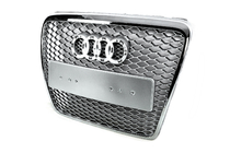 Audi A6 C6 2004–2011 RS stila priekšējais režģis (pelēks ar hromu) foto 7