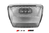Audi A6 C6 2004–2011 RS stila priekšējais režģis (pelēks ar hromu) foto 1