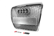 Audi A6 C6 2004–2011 RS stila priekšējais režģis (pelēks ar hromu) foto 3