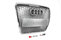 Audi A6 C6 2004–2011 RS stila priekšējais režģis (pelēks ar hromu) foto 2