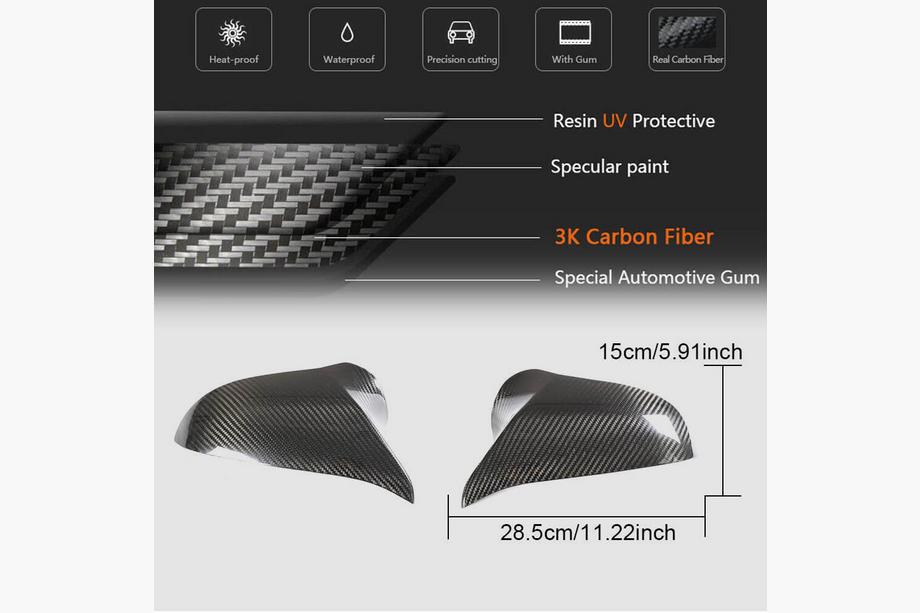 BMW 3. sērija F30/F31 2012–2019 Spoguļu uzlikas Dry Carbon V2 (M3) Foto 5