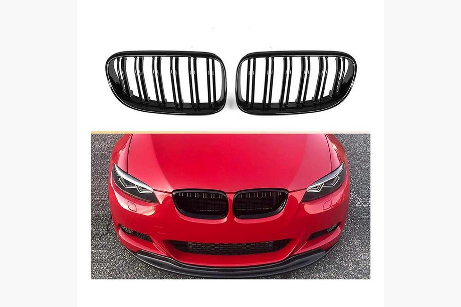 BMW 3. sērija E92/E93 2006–2013 Nieru reste M-Look (2007-2010 non-M / 2008-2013 M3, spīdīgi melna) Foto 2