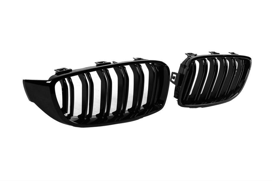 BMW 3. sērija F30/F31 2012–2019 M-Look nieru restes (F80 M3, spīdīgi melnas) Foto 4